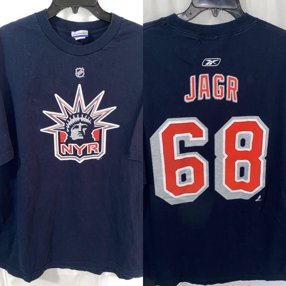 Jaromir Jagr New York Rangers #68 Statue Liberty Reebok Shirsey T Shirt Mens XL